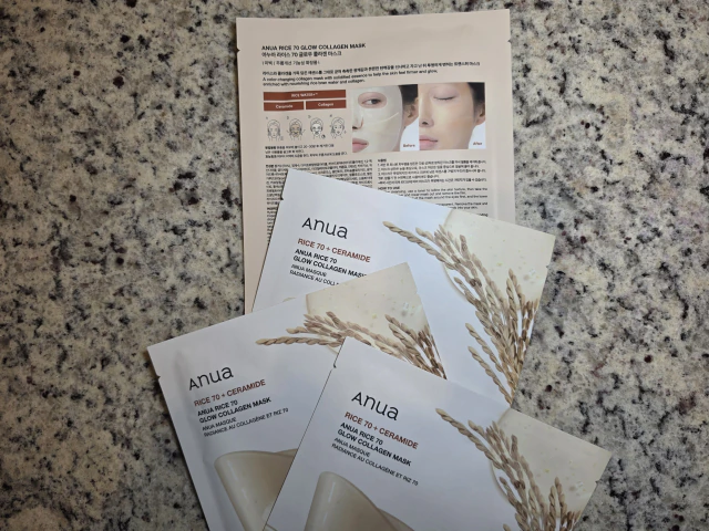 ANUA Rice 70 Glow Collagen Mask Mascarilla de Hidrogel "Glass Skin" con 70% Agua de Arroz + Ceramidas (4 pza)