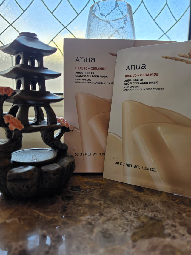 ANUA Rice 70 Glow Collagen Mask Mascarilla de Hidrogel "Glass Skin" con 70% Agua de Arroz + Ceramidas (4 pza)