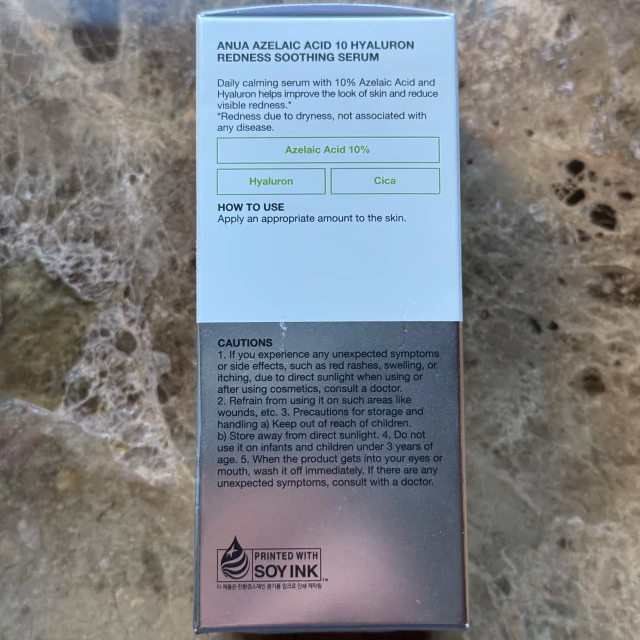 ANUA Azelaic Acid 10% + Hyaluron Serum Suero Calmante Anti-Rojeces 30 ml