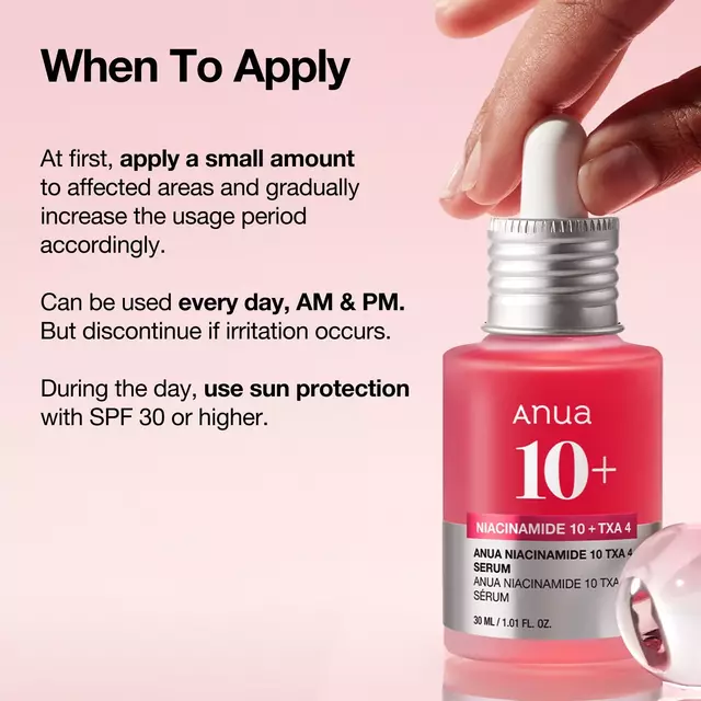 ANUA Niacinamide 10% + TXA 4% Serum Suero Antimanchas e Iluminador 30 ml